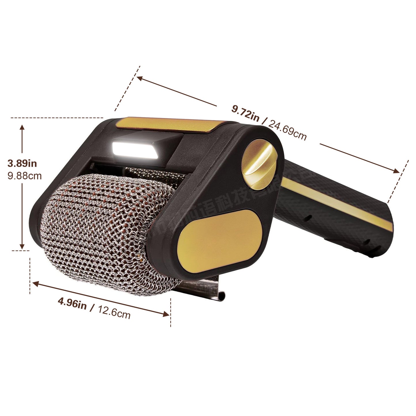 Electric Grill Cleaner - Cordless Rechargeable BBQ Brush with LED Light & Stainless Steel Roller