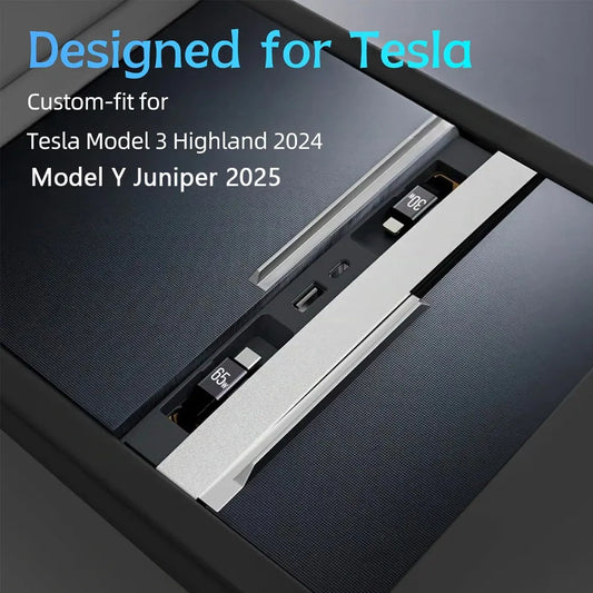 65W Center Console USB Hub Docking Station for Tesla Model 3 Highland & Model Y Juniper