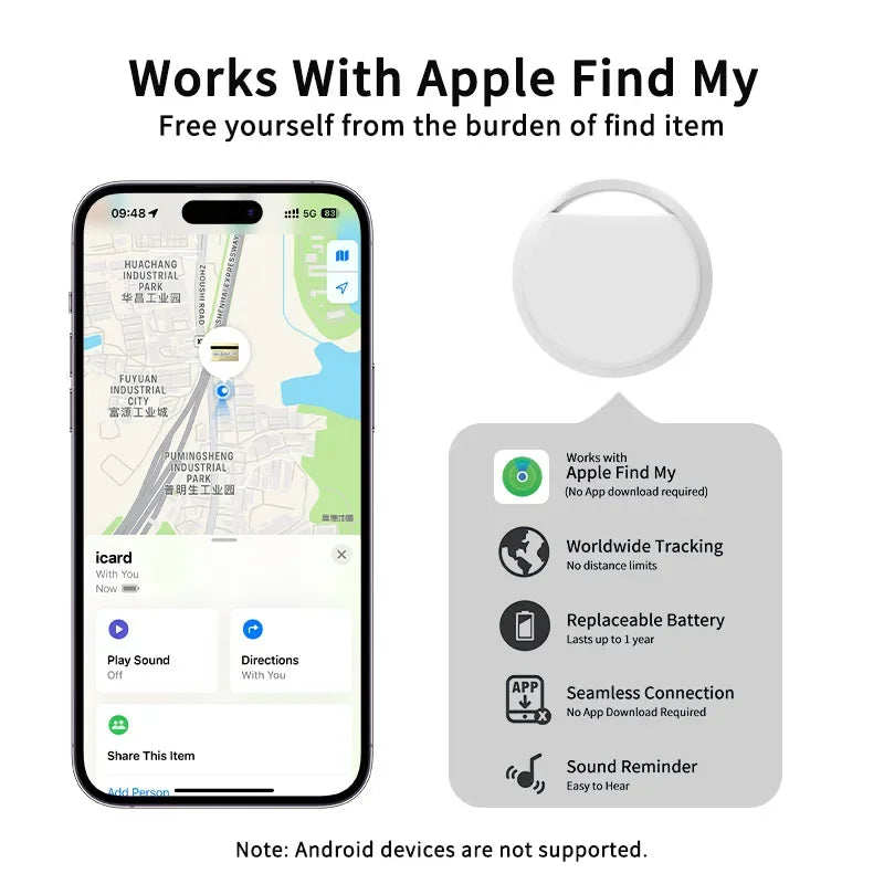 Android Smart Tag Bluetooth Tracker, Anti-Lost GPS Wallet Key Finder
